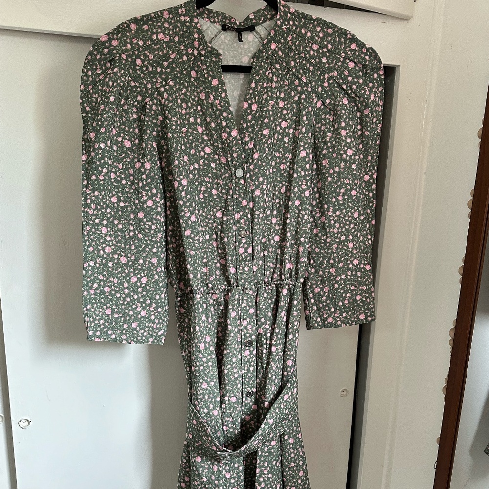 Maje multi rose floral belted puff sleeve mini dress FINAL PRICE NO OFFERS - Picture 5 of 11